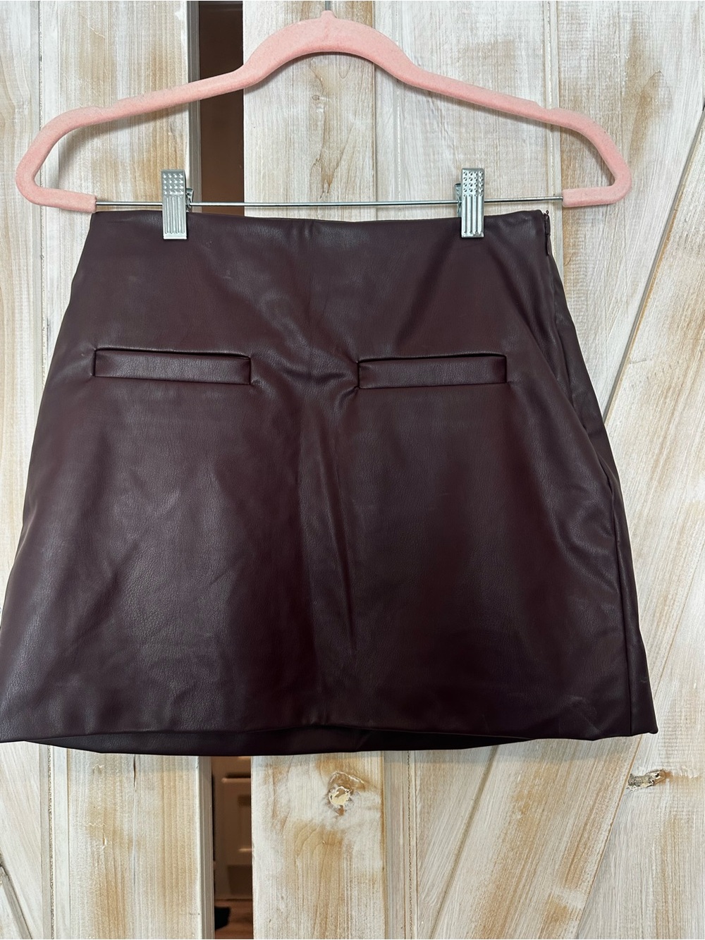 Faux Leather Mini Skirt in Deep Burgundy